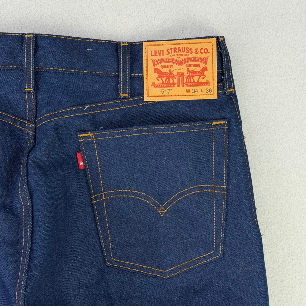 Levi's Jeans 517 Bootcut Mens 34x36 Blue Raw Denim Rodeo Cowboy Ranchwear Cotton